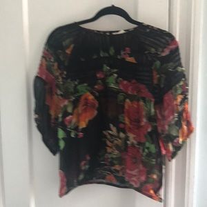 Anthropologie Black Floral Print Blouse